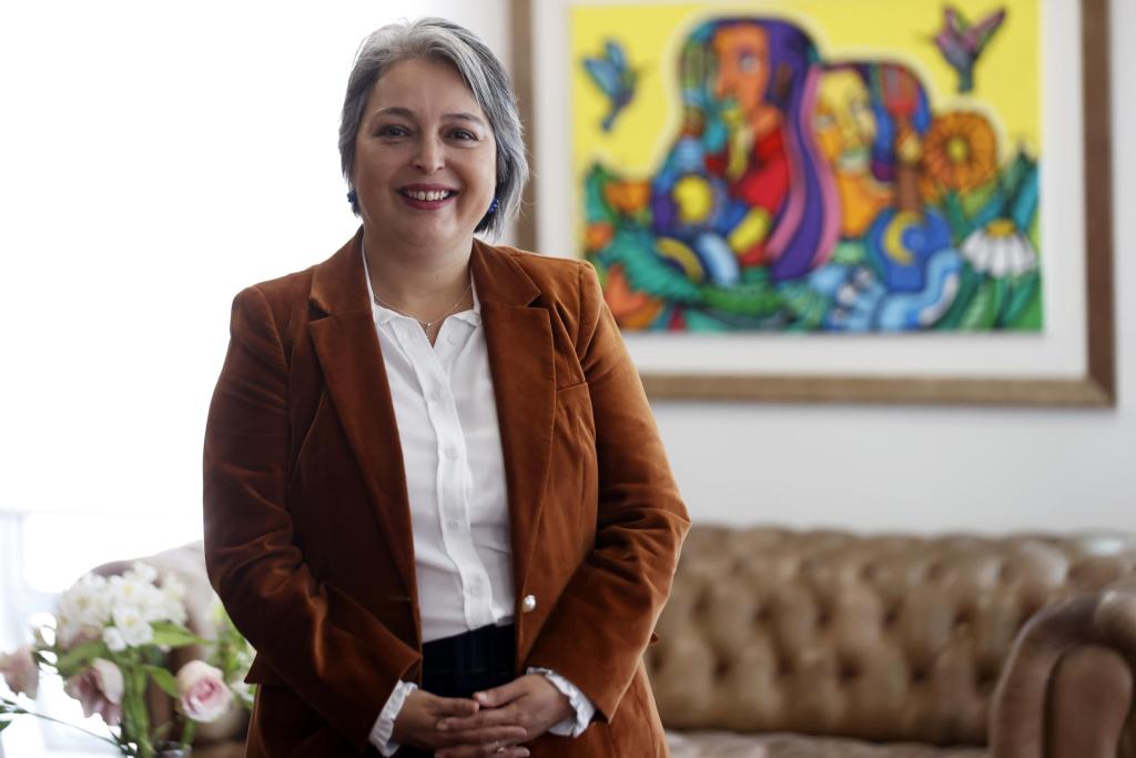 La ministra chilena de Trabajo, Jeannette Jara, habla durante una entrevista con EFE, el 19 de mayo 2023, en Santiago (Chile). EFE/Elvis González
