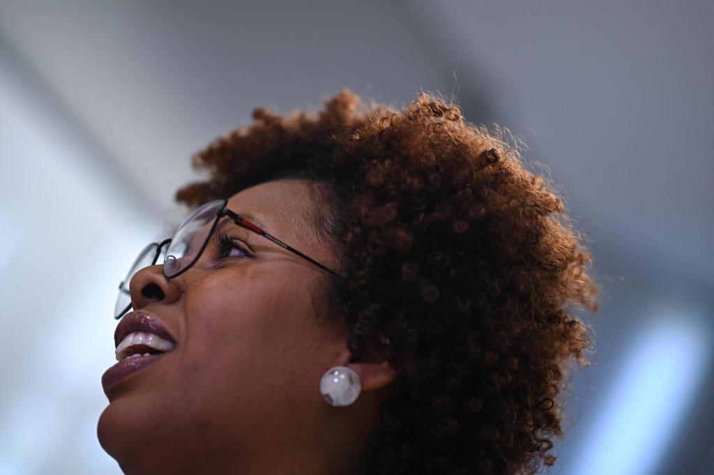The Vice Minister of Racial Equality of Brazil, Roberta Eugênio, speaks during an interview with EFE, on Thursday, May 18, 2023, in Brasilia (Brazil).  EFE/Andre Borges