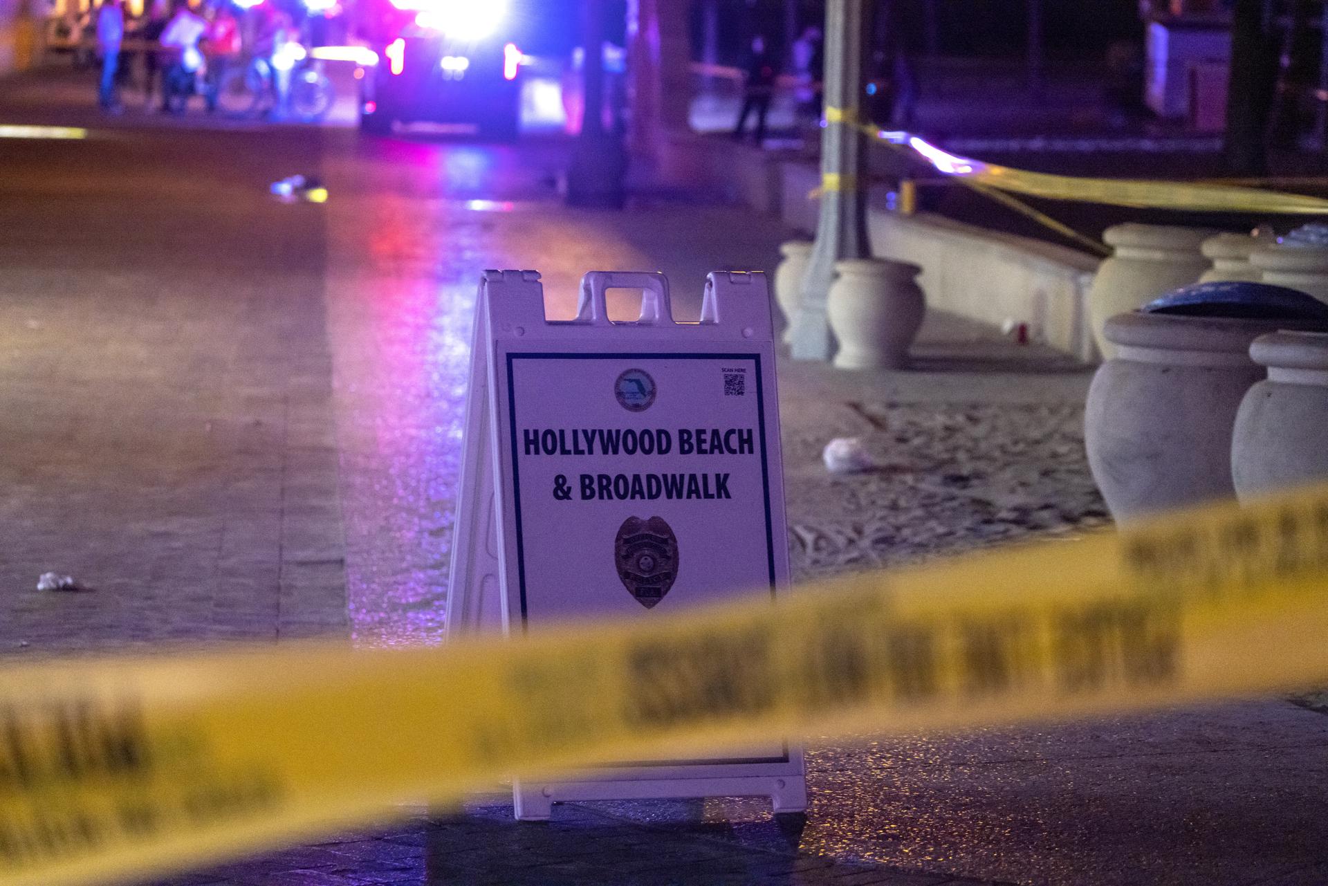Police closed off an area where gunfire broke out along a beach boardwalk in Hollywood, Florida, USA, 29 May 2023. EFE/EPA/CRISTOBAL HERRERA-ULASHKEVICH