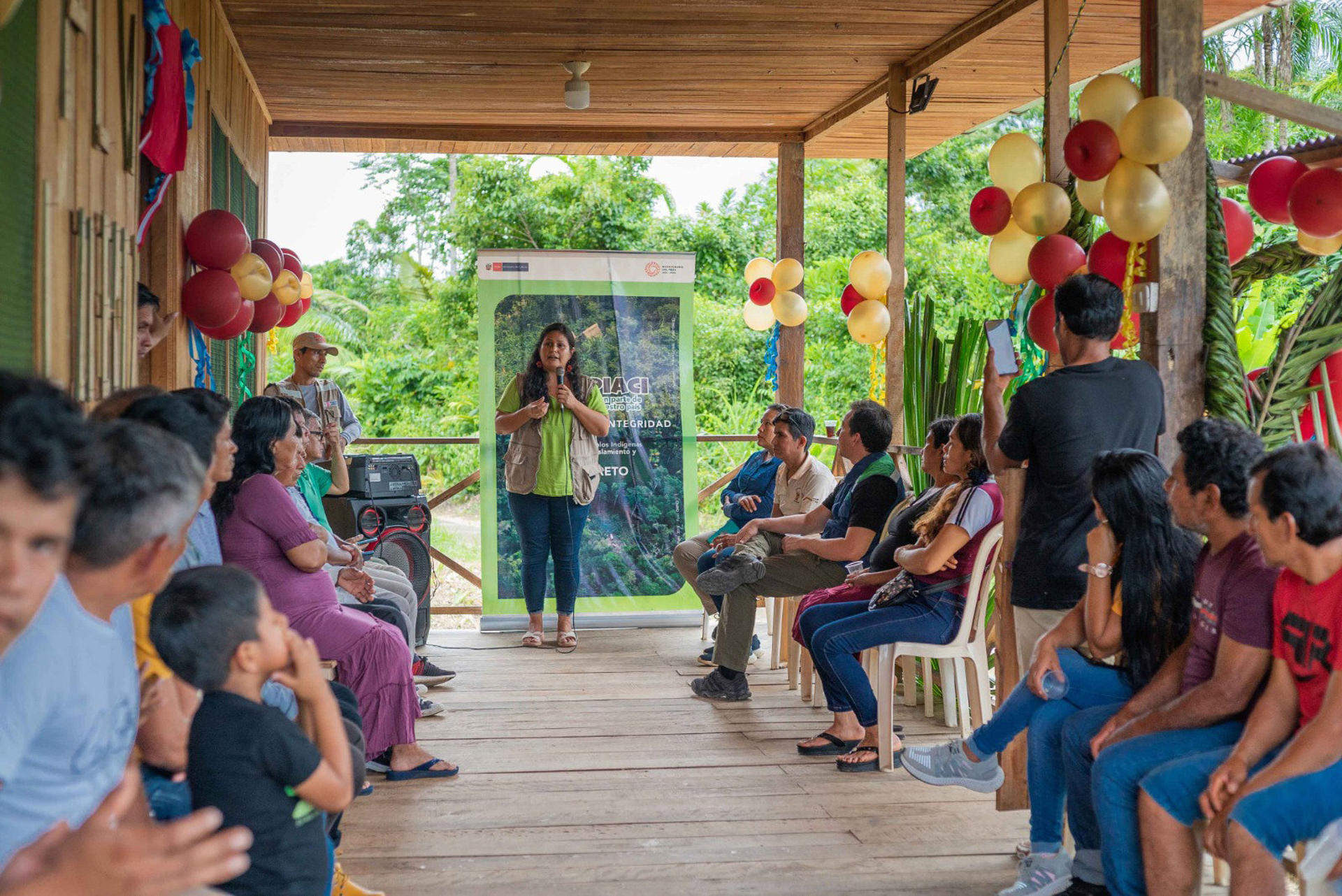 A photo provided by Peru's Culture Ministry of an event at a control post set up inside the Yavari Tapiche indigenous reserve, located in the northern Amazon region of Loreto. EFE/Culture Ministry

