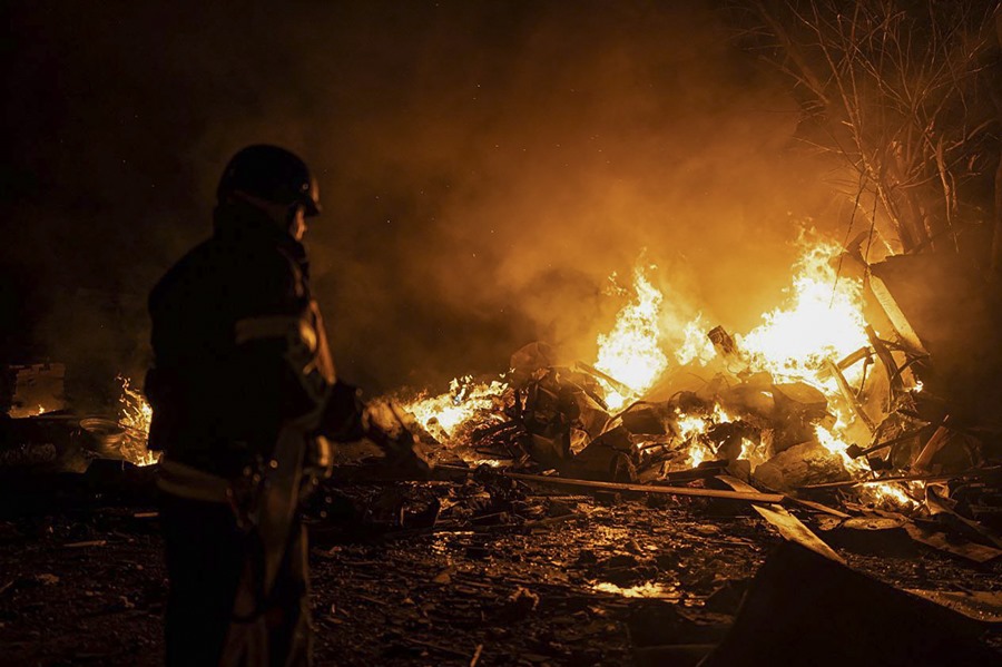 Imagen de Kiev tras un bombardeo