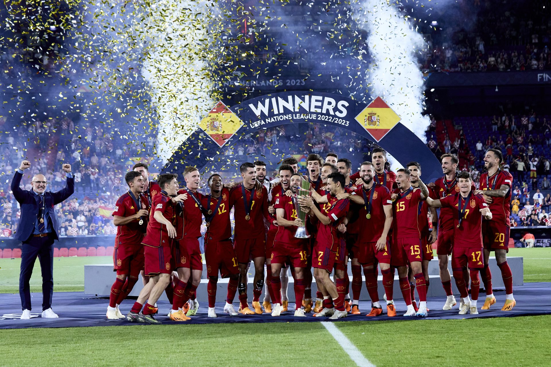 España celebra el título de campeona de la Liga Naciones
