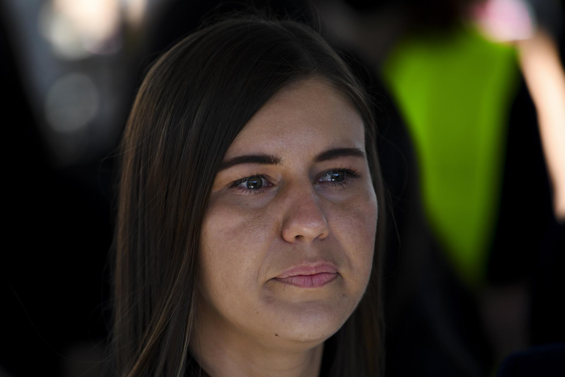 Former Liberal staffer Brittany Higgins reacts as she attends the Women's March 4 Justice in Canberra, Australia, 15 March 2021. EFE-EPA/LUKAS COCH AUSTRALIA AND NEW ZEALAND OUT[AUSTRALIA AND NEW ZEALAND OUT]/FILE