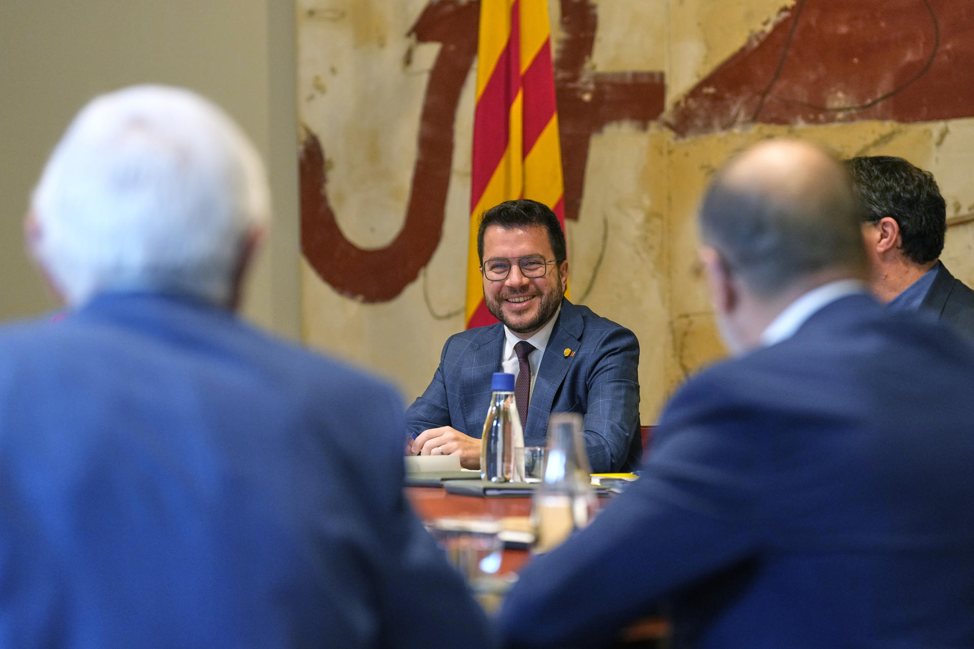 El presidente de la Generalitat, Pere Aragonès, durante la reunión semanal del Gobierno catalán, este martes. EFE/Alejandro García