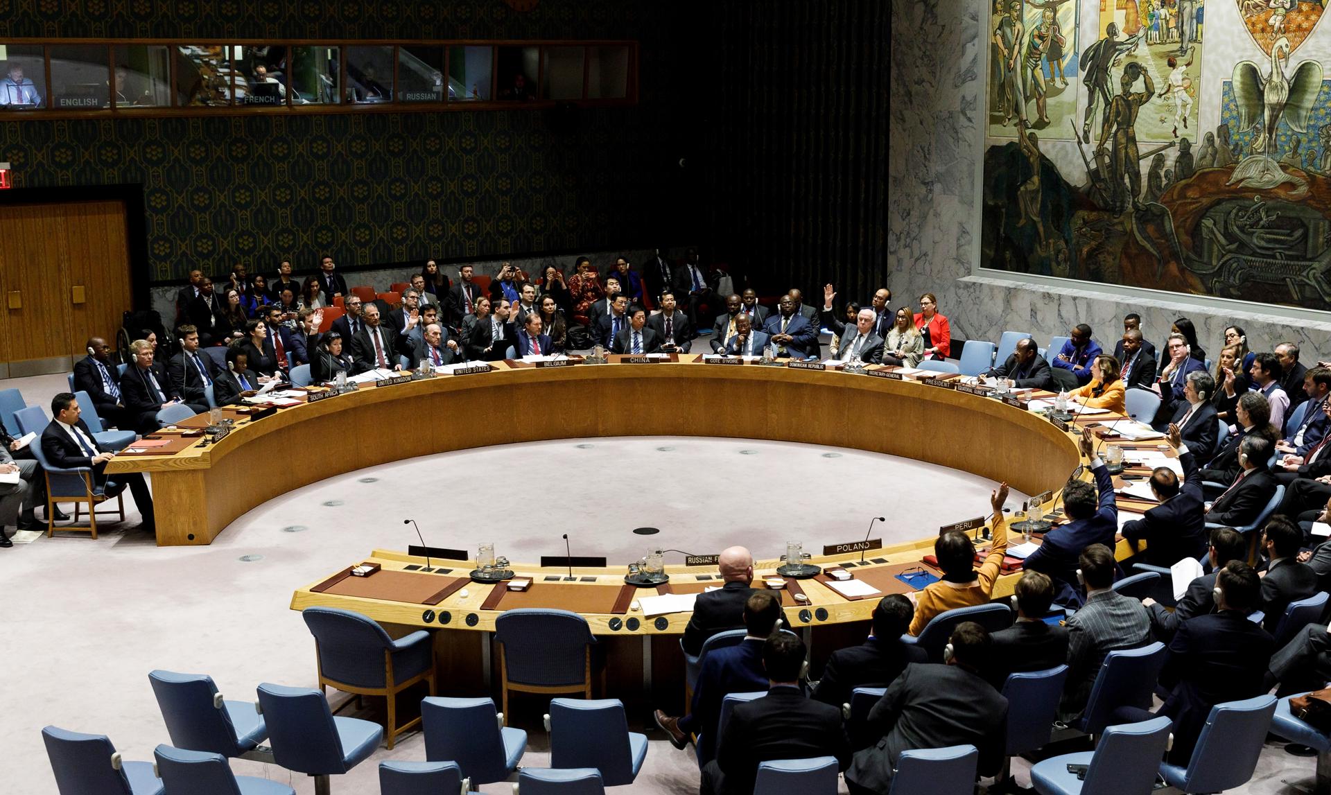 Vista de una votación durante un Consejo de Seguridad de las Naciones Unidas, en una fotografía de archivo. EFE/Justin Lane