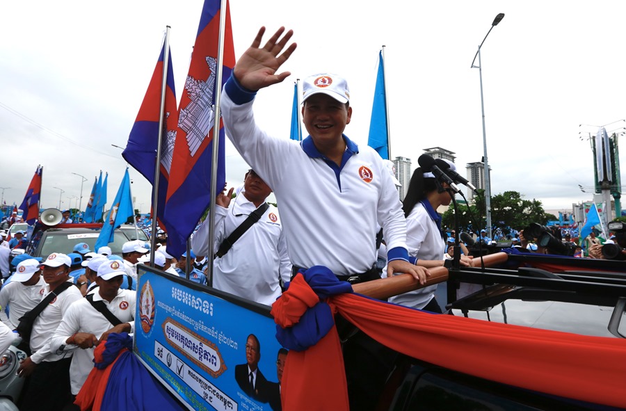 Hun Manet, Comandante del Ejército Real de Camboya e hijo mayor del Primer Ministro Hun Sen, en un acto electoral el pasado 21 de julio en Phnom Penh.