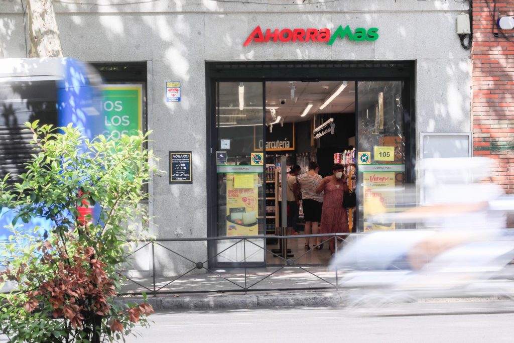 Entrance of an Ahorramas supermarket in Madrid