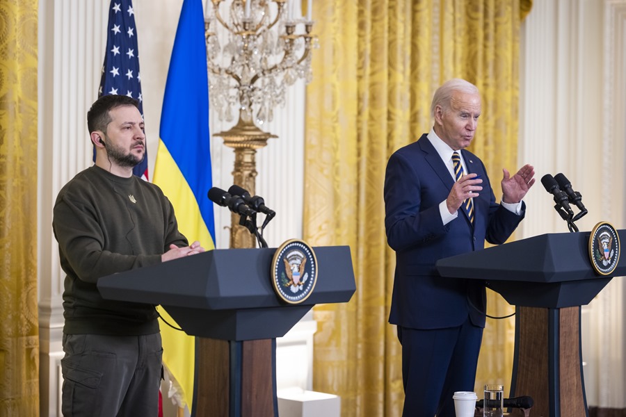 Joe Biden (d) y Volodymyr Zelenski, en una imagen de archivo
