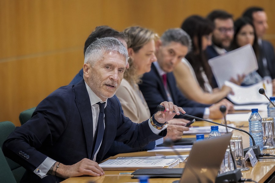 El ministro del Interior, Fernando Grande-Marlaska, durante la reunión de la 2ª Comisión de Seguimiento del II Plan de Acción de Lucha contra Delitos de Odio 2022-2024.