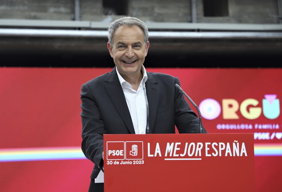 El expresidente del Gobierno, José Luis Rodríguez Zapatero, en un acto de precampaña para el 23J.