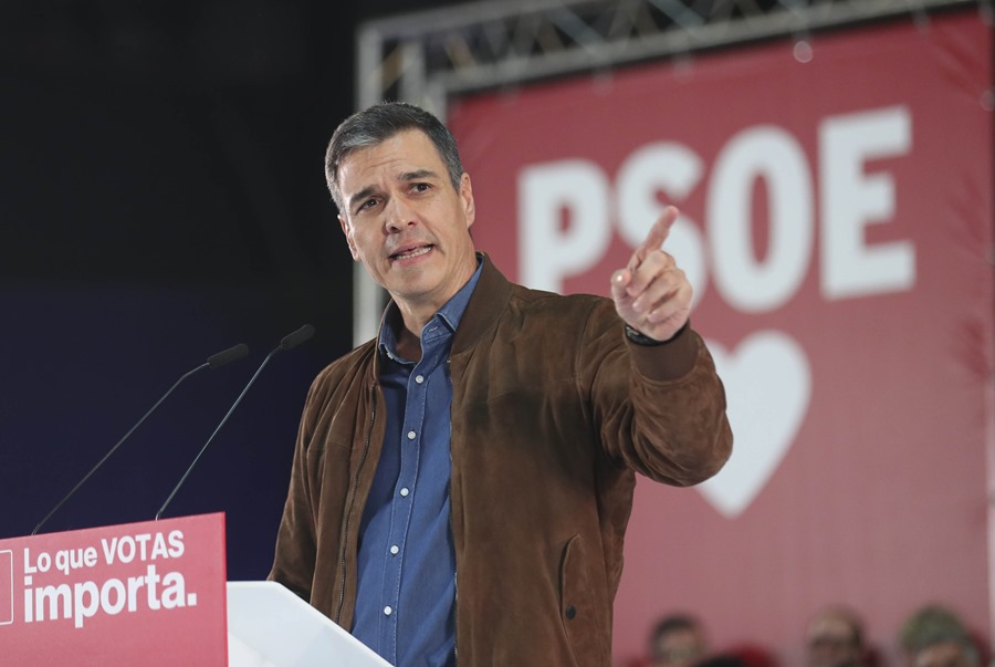 El presidente del Gobierno, Pedro Sánchez, en un acto electoral.
