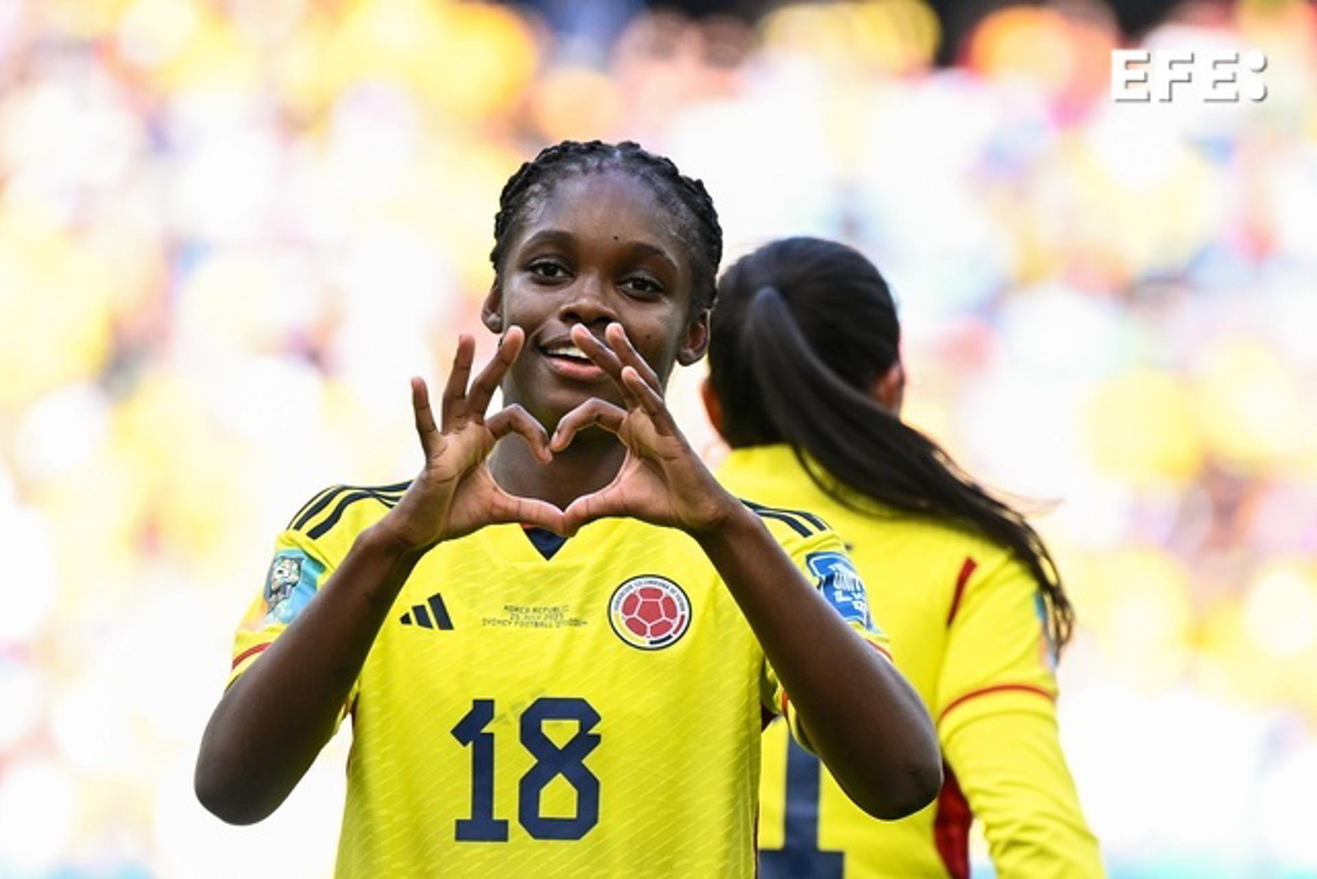 Colombia's Linda Caicedo celebrates after scoring against South Korea during the 2023 Women's World Cup match in Sydney. EFE/Dan Himbrechts/AUSTRALIA AND NEW ZEALAND OUT