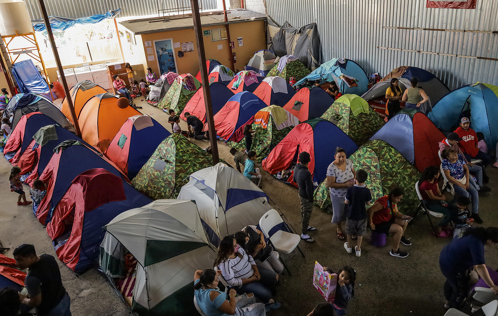 A 24 July 2023 photo of migrants at the Movimiento Juventud 2000 shelter in Tijuana, Mexico. EFE/Joebeth Terriquez
