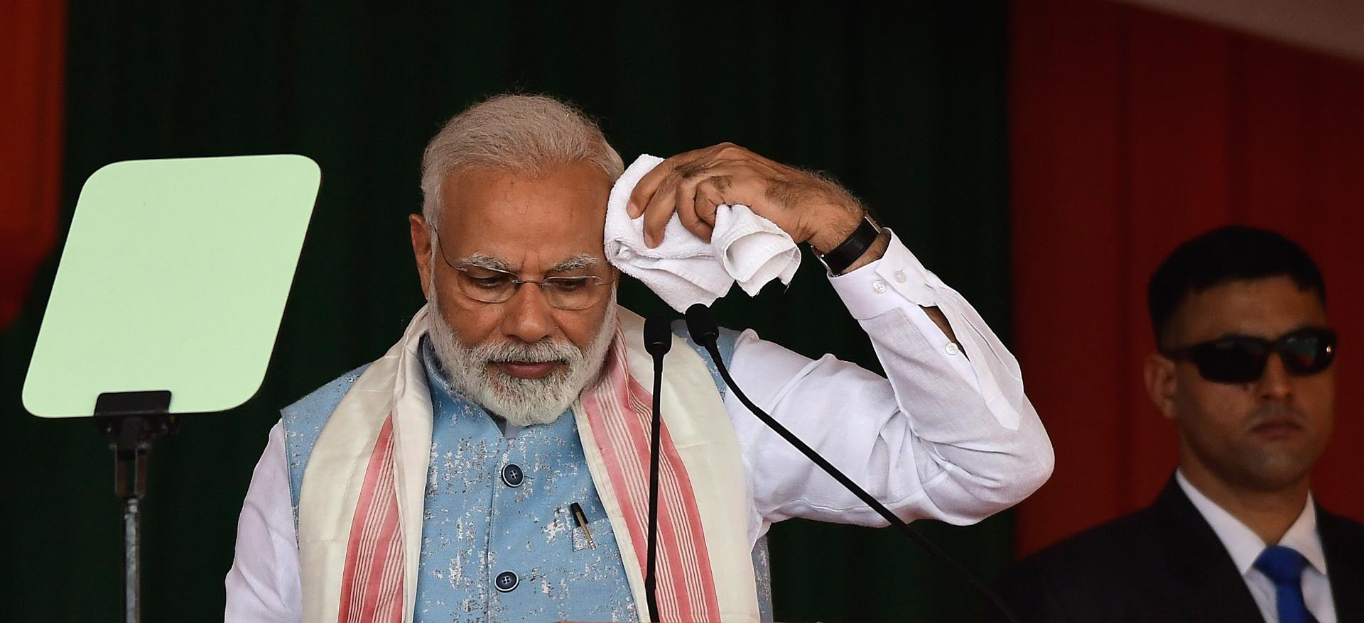 Indian Prime Minister Narendra Modi gestures while addressing a public rally in Chagchari in Kamrup (rural) district of Assam, India, 09 February 2019. EFE-EPA/FILE/STR