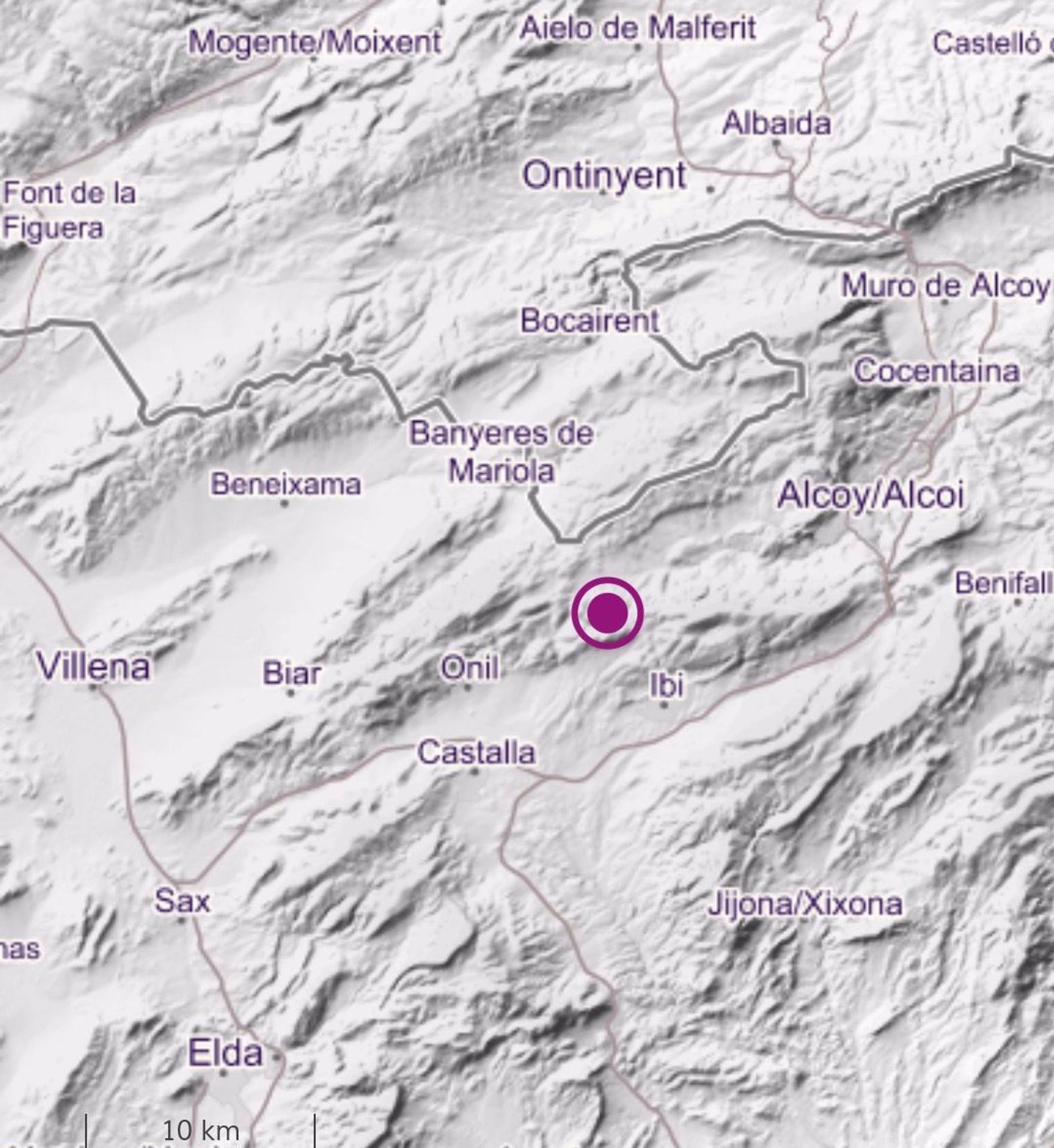 Mapa de la zona donde ha tenido lugar el terremoto.