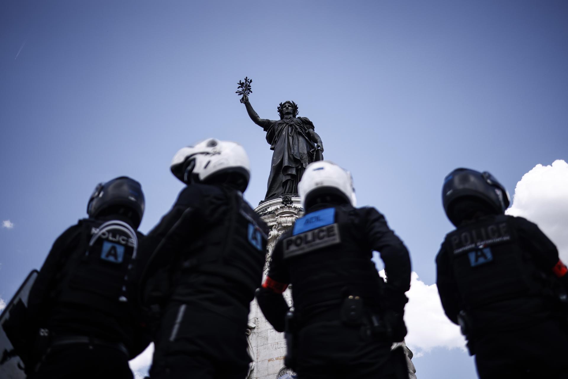 (FILE) Police officers stand by Republique Square during a demonstration organized by supporters of Adama Traore, in Paris, France, 08 July 2023. EFE/EPA/YOAN VALAT