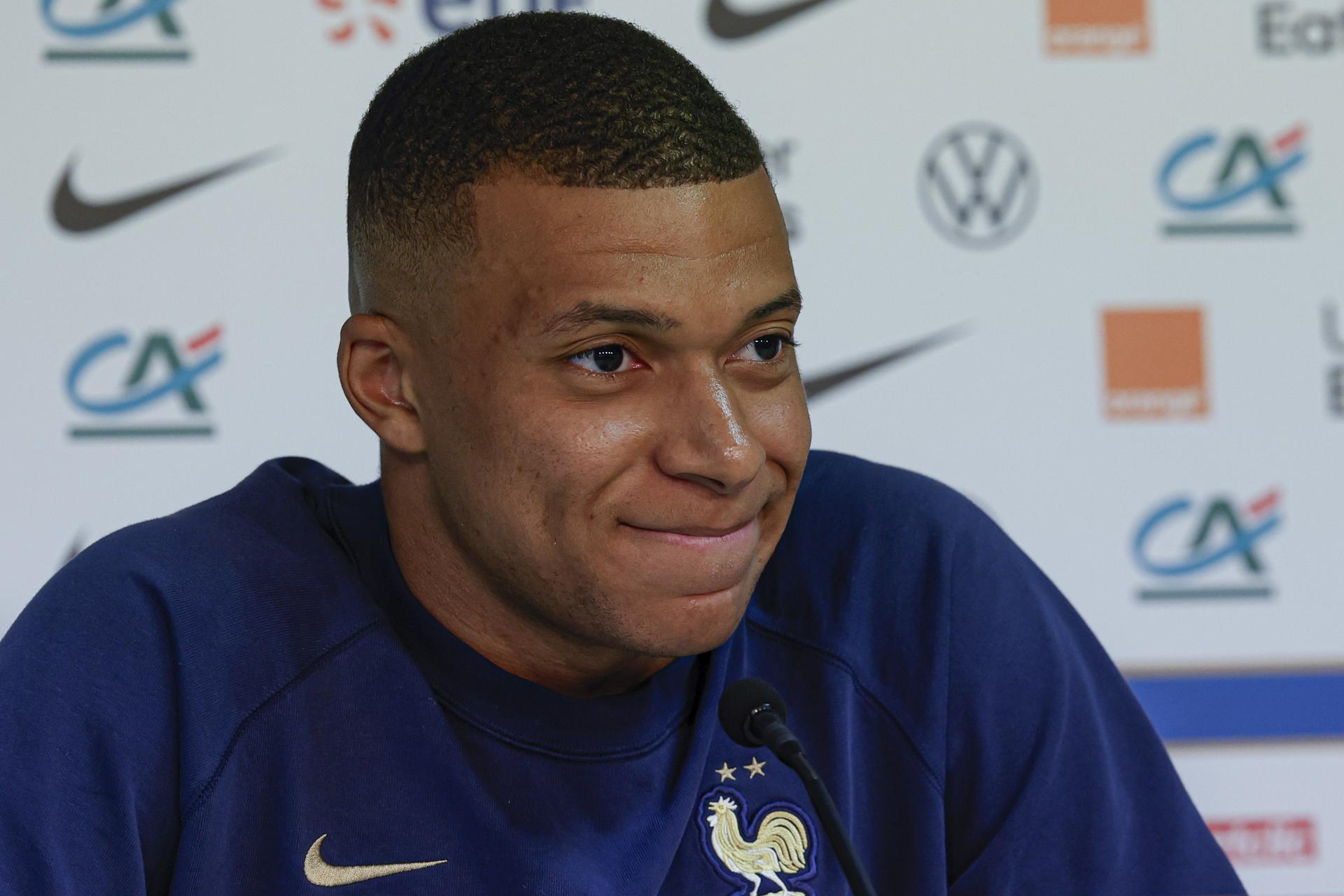 (FILE) France's Kylian Mbappe during a press conference of French national soccer team in Faro, Portugal, 15 June 2023. EFE/EPA/LUÍS FORRA