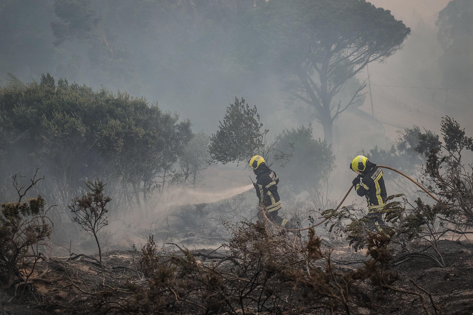 Firefighters battle the flames in Alto do Alvide, Cascais, Portugal, 25 July 2023. EFE/EPA/MANUEL DE ALMEIDA