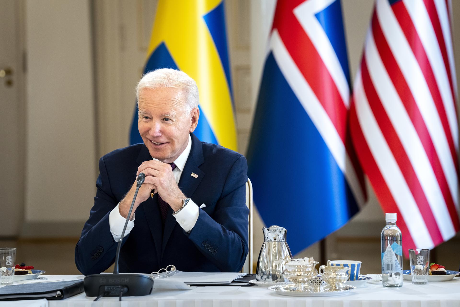 O presidente dos EUA, Joe Biden, durante reunião de cúpula dos Líderes Nórdicos-EUA no Palácio presidencial em Helsinque, Finlândia, nesta quinta-feira. EFE/EPA/IDA MARIE ODGAARD DENMARK OUT