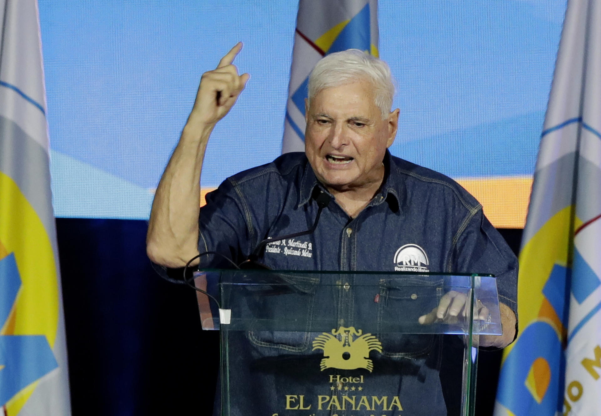 A 4 June 2023 photo in Panama City, Panama, of Panamanian ex-President Ricardo Martinelli, who was found guilty on 18 July 2023 of money laundering and sentenced to 10 years and eight months behind bars in a case involving the purchase of a media company. EFE/Bienvenido Velasco