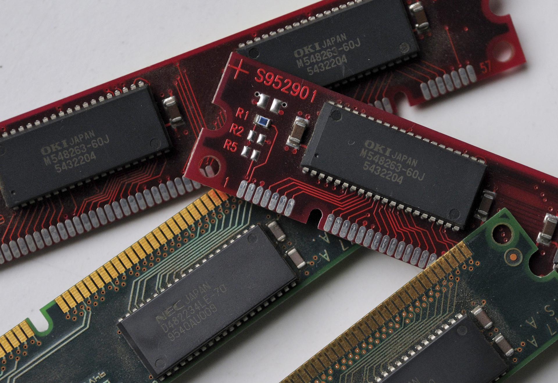 An image showing a stack of Japan-made RAM computer memory chips, Frankfurt, Germany, 17 March 2011. EPA FILE/MAURITZ ANTIN