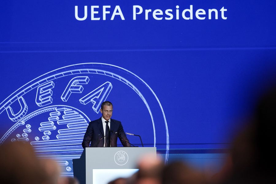 El presidente de la UEFA, Aleksander Ceferin, cuyo organismo ha excluido a la Juventus de la Liga Conferencia.