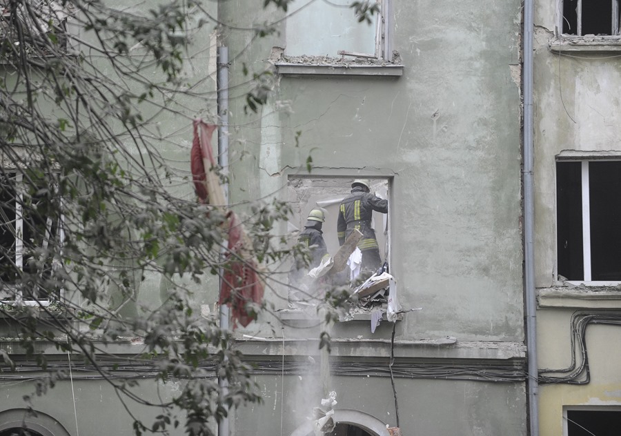 Un edificio destrozado en Lviv