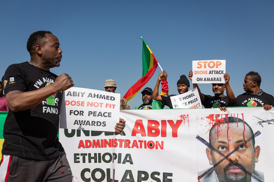 Protesta contra el primer ministro etíope al inicio de la Cumbre BRICS 