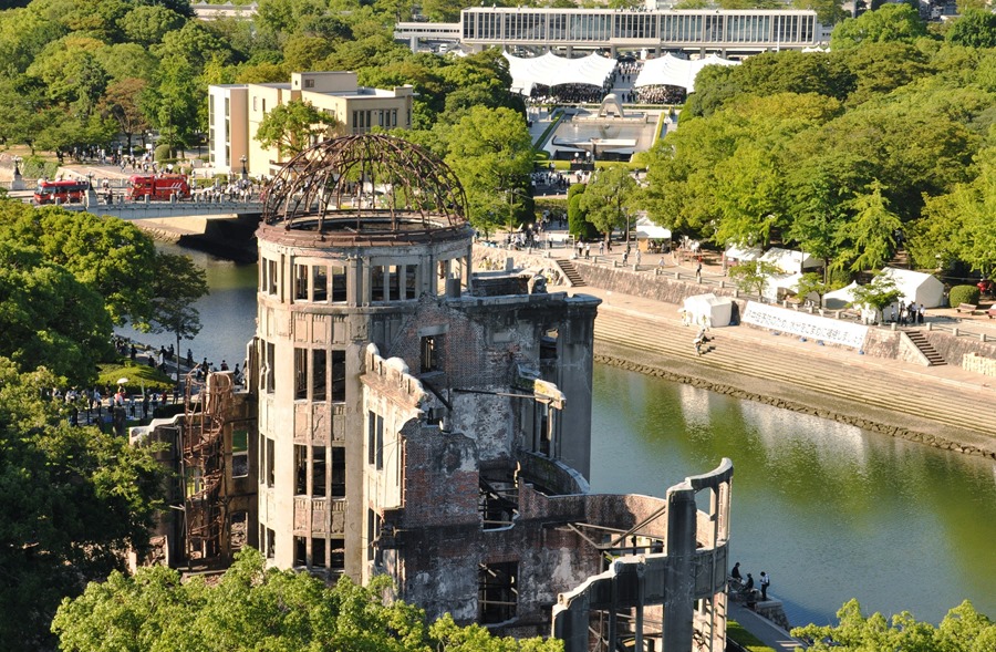 Parque Conmemorativo de la Paz de Hiroshima, oeste de Japón, en el 78 aniversario del bombardeo atómico