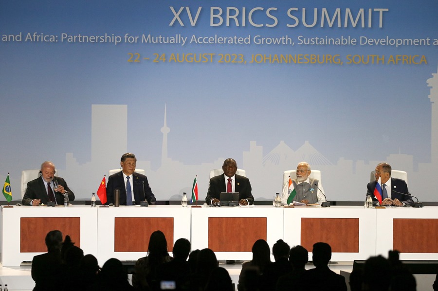 lImagen de los líderes de los BRICS durante la 15ª Cumbre de los BRICS, en Johannesburgo