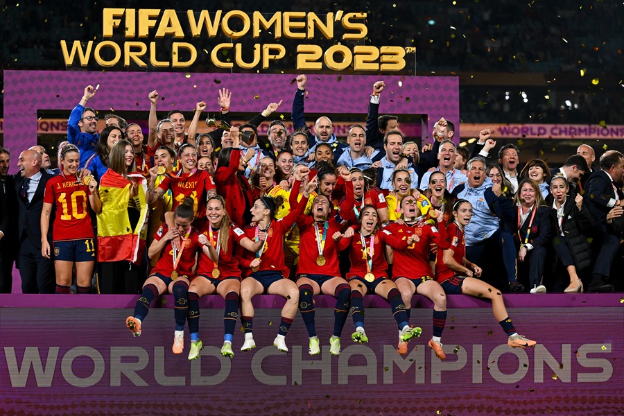 Celebración de la selección femenina de fútbol tras ganar el Mundial