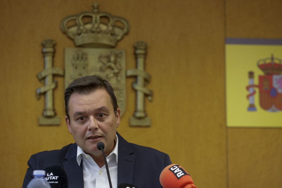 El presidente del Consejo Superior de Deportes (CSD), Víctor Francos, durante la rueda de prensa ofrecida tras la sorpresa de Rubiales al anunciar que no dimite de su cargo.