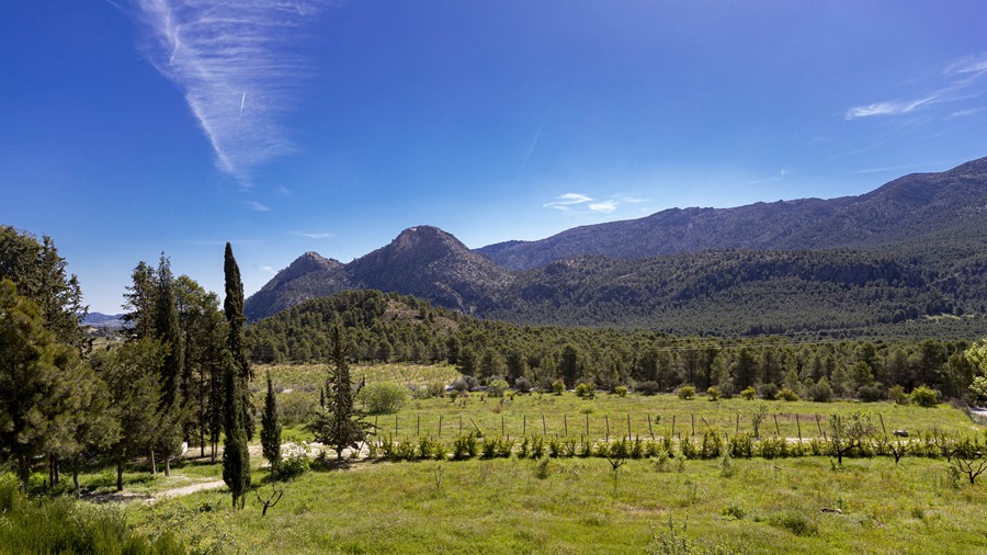 Vista de Sierra Espuña desde la hospederia rural de Casas Nuevas en el municipio de Mula