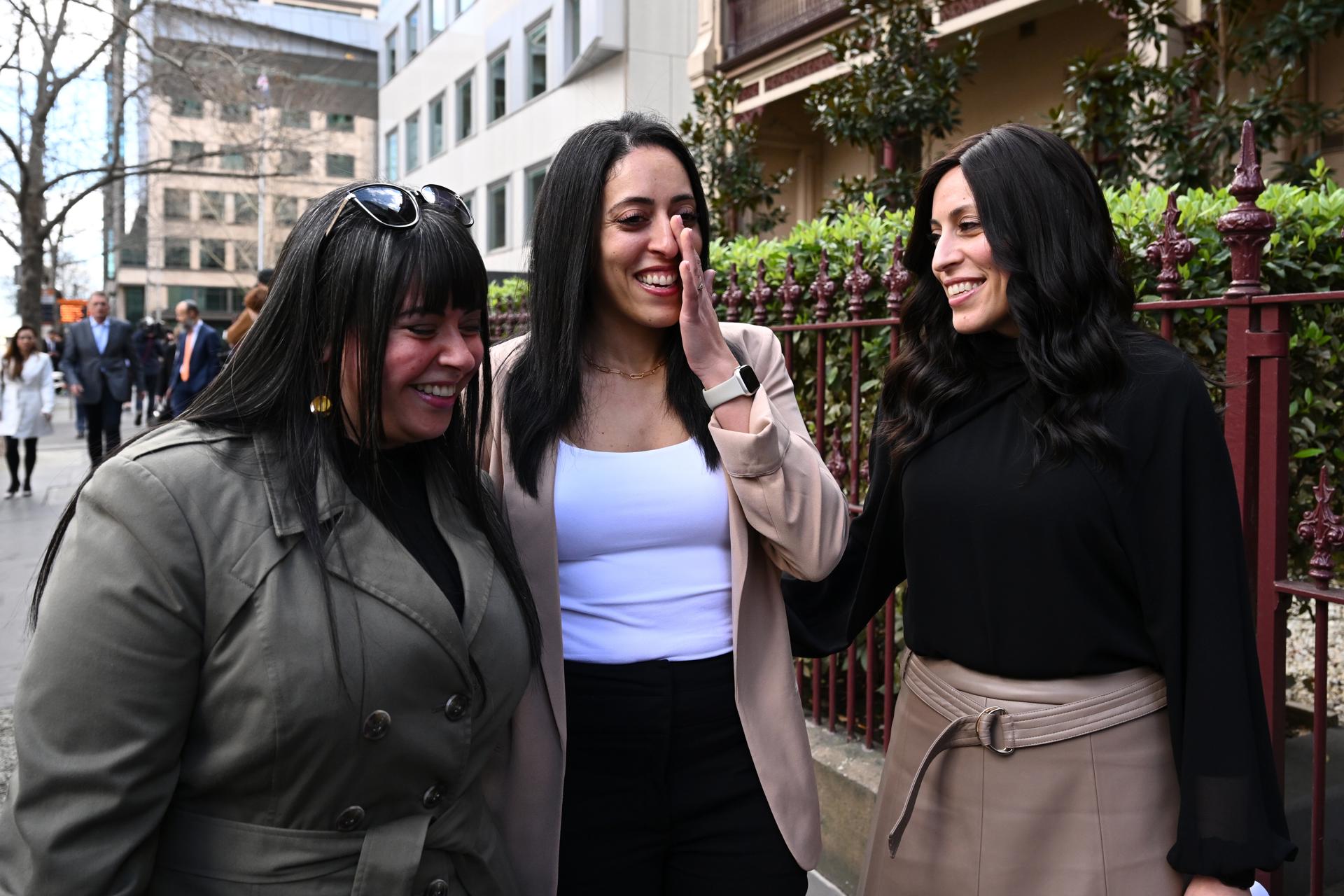 (L-R) Dassi Erlich, Elly Sapper and Nicole Meye leave the Victorian County Court in Melbourne, Australia, 24 August 2023. EFE-EPA/JOEL CARRETT AUSTRALIA AND NEW ZEALAND OUT
