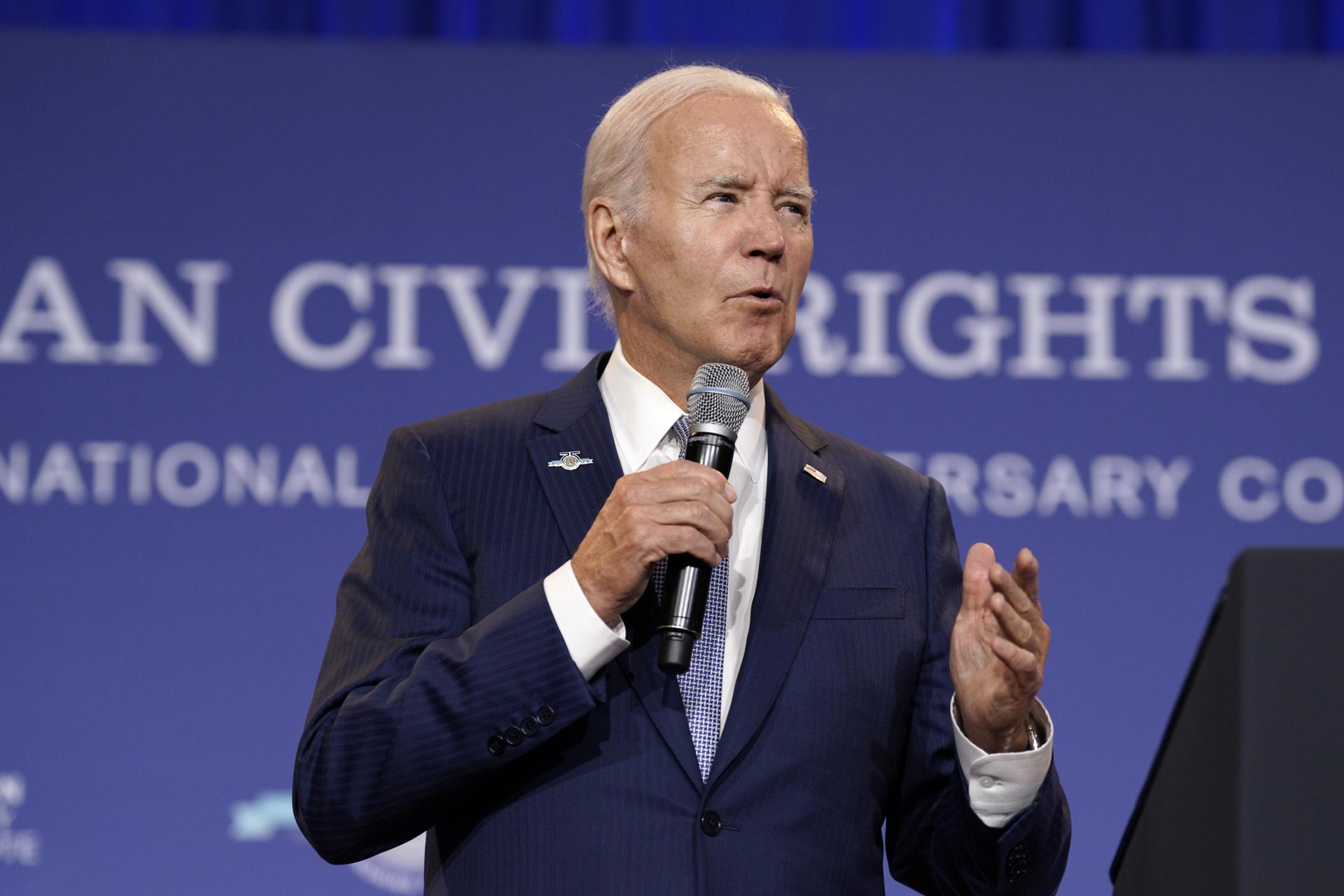 US President Joe Biden delivers remarks at the Truman Civil Rights Symposium at the National Archives Building in Washington, DC, US, on 27 July 2023. EFE-EPA FILE/Yuri Gripas/POOL