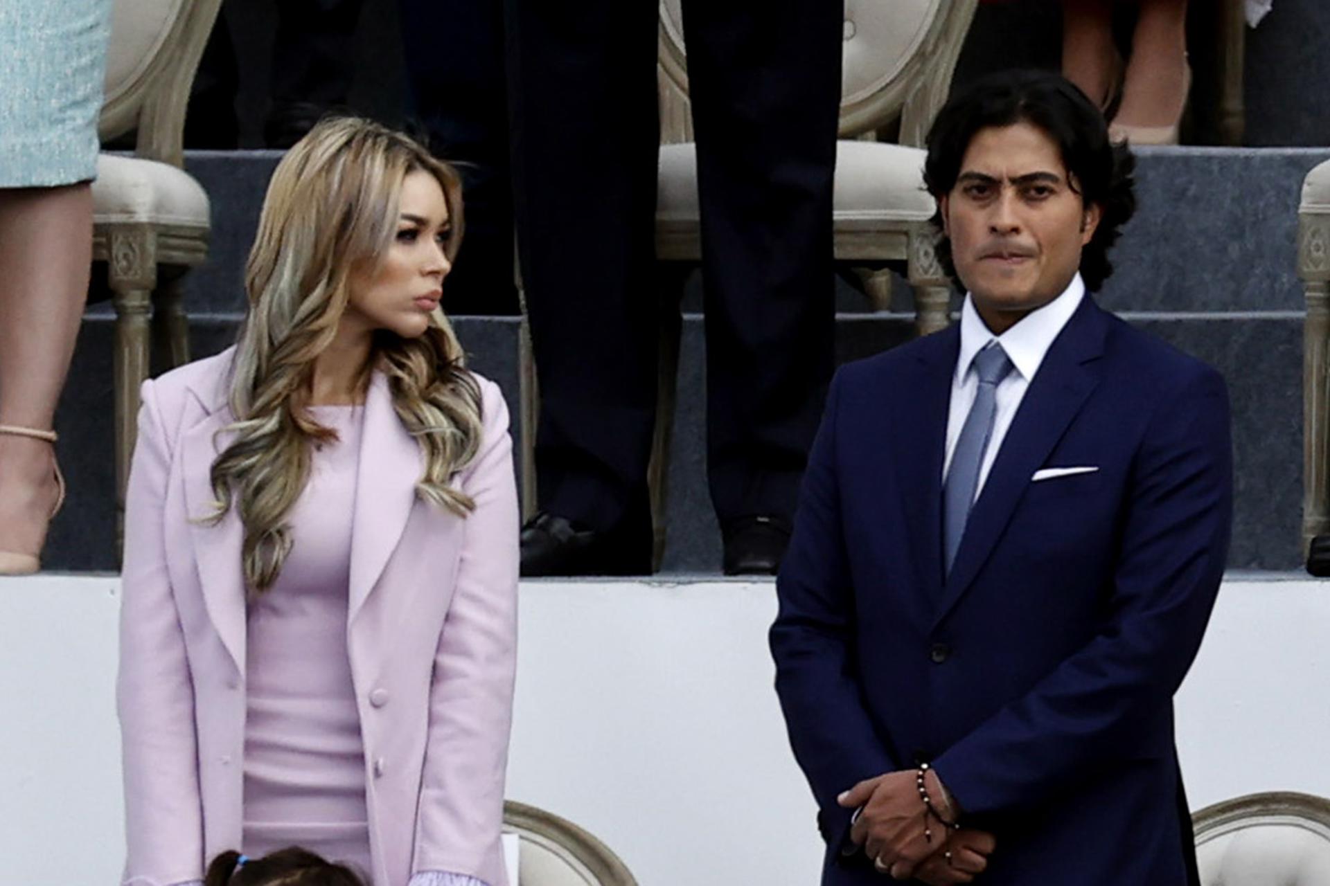 Nicolas Petro Burgos and his then-wife, Daysuris Vasquez, attend the inauguration of his father, Gustavo Petro, as president of Colombia on 7 August 2022. EFE/Mauricio Dueñas Castañeda