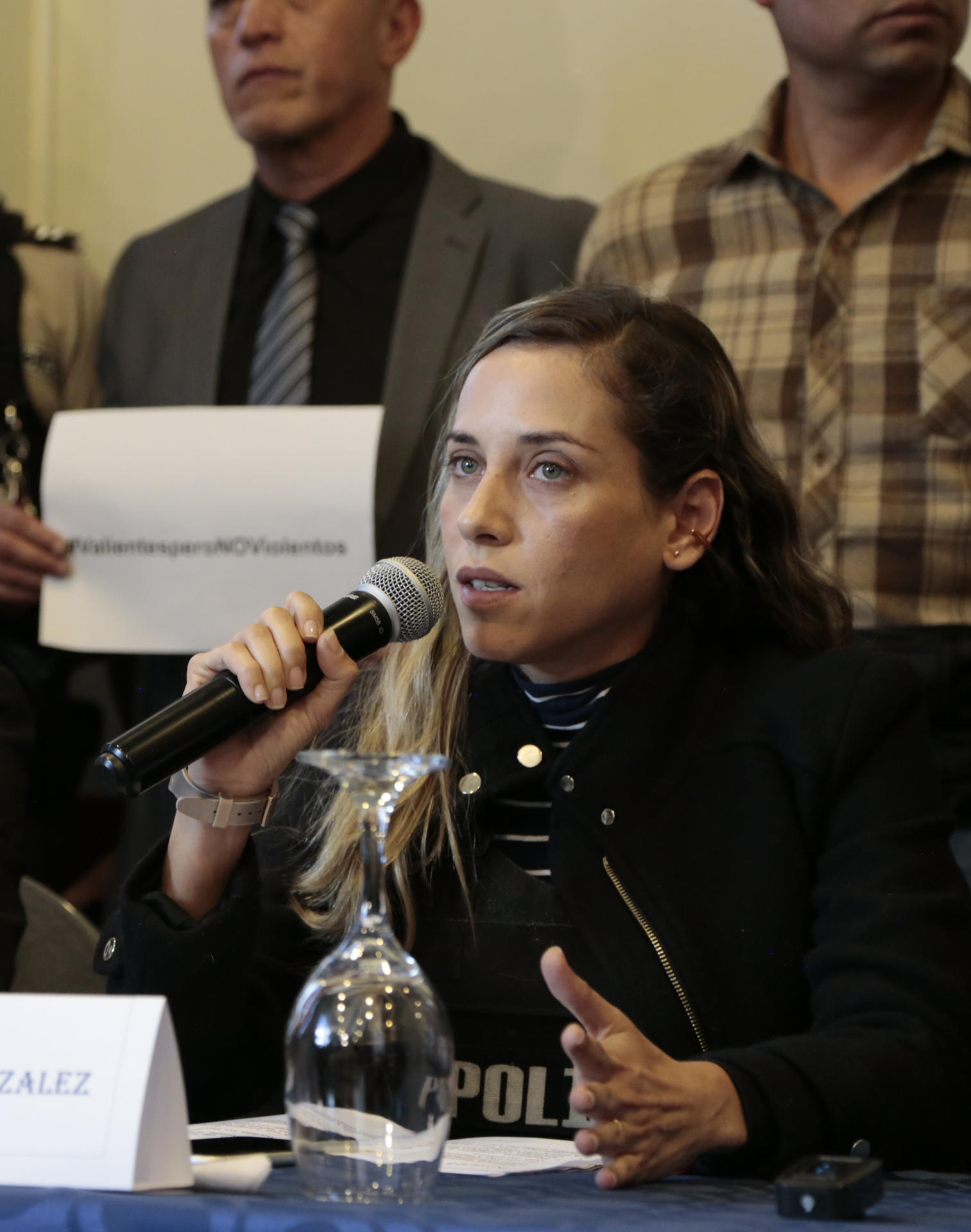 A file photo of Andrea Gonzalez Nader, who was the running mate of assassinated Ecuadorian presidential candidate Fernando Villavicencio. Their Construye party said on 12 August 2023 that Gonzalez Nader will step in as Villavicencio's replacement. EFE/ Santiago Fernandez/File