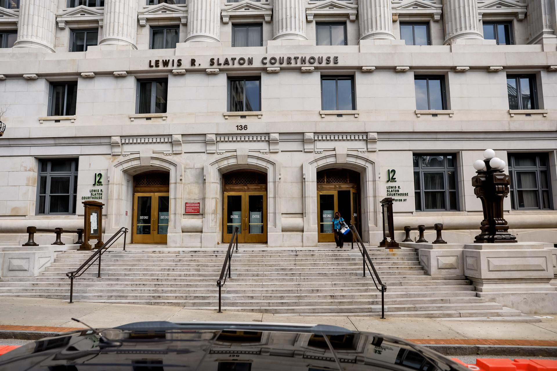 The front entrance of the Fulton County Courthouse after a grand jury indictment against former US President Donald Trump and 18 co-defendants for 2020 election interference in Atlanta, Georgia, USA, 21 August 2023. EFE-EPA/ERIK S. LESSER