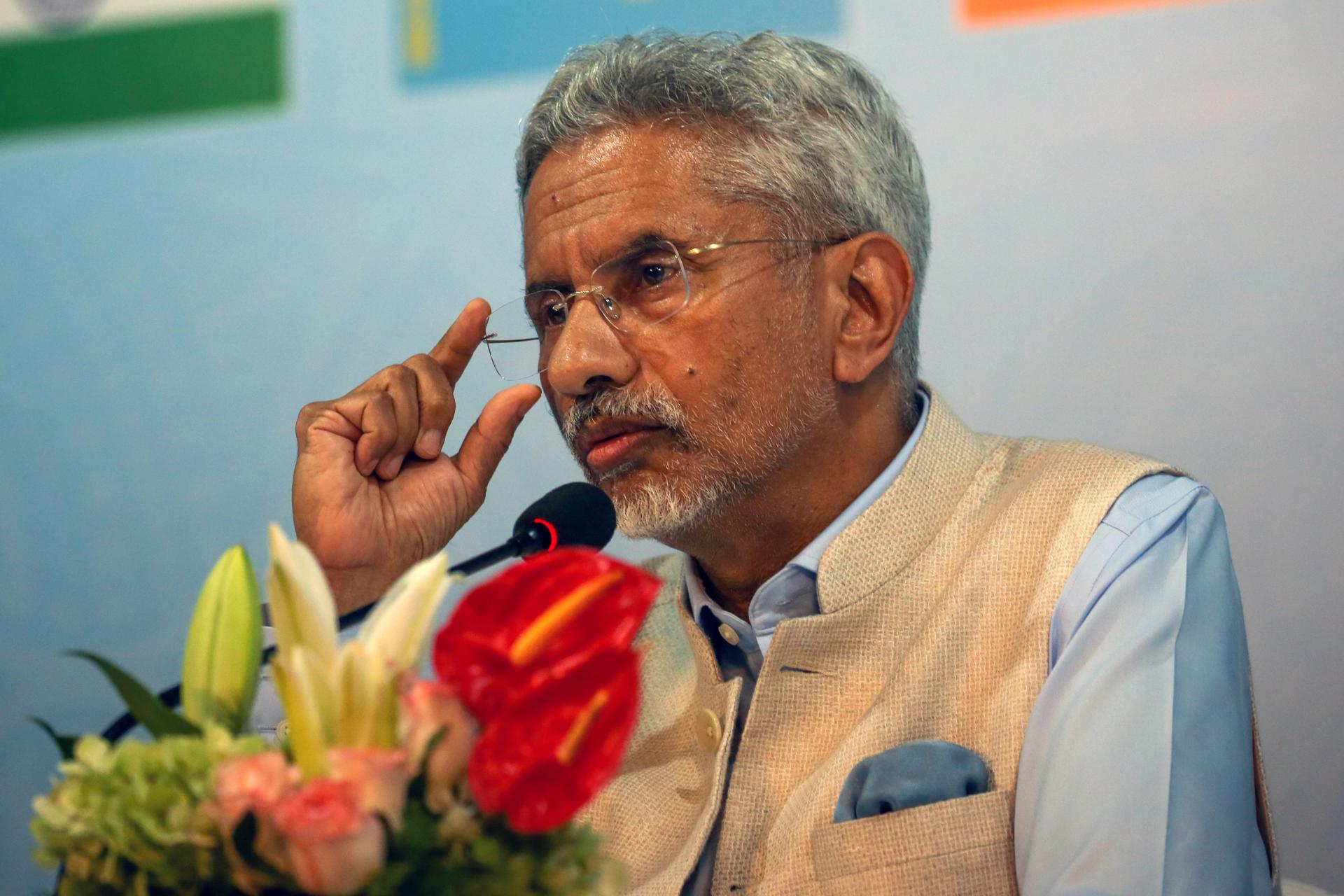 Indian External Affairs Minister S. Jaishankar speaks during a press conference after the Shanghai Cooperation Organisation (SCO) Summit in Goa, India, 05 May 2023. EFE-EPA FILE/DIVYAKANT SOLANKI