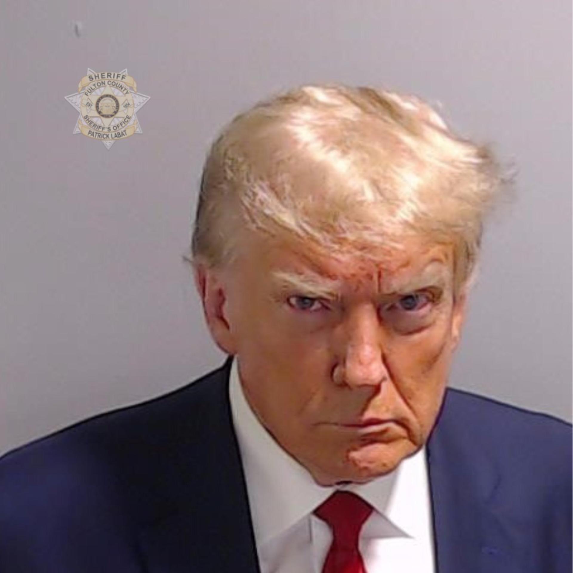 A handout photo made available by the Fulton County Sheriff's Office on 24 August 2023 shows the Fulton County Jail booking photo of former US President Donald Trump in Atlanta, Georgia, US. EFE-EPA/FULTON COUNTY SHERIFF'S OFFICE/HANDOUT HANDOUT EDITORIAL USE ONLY/NO SALES