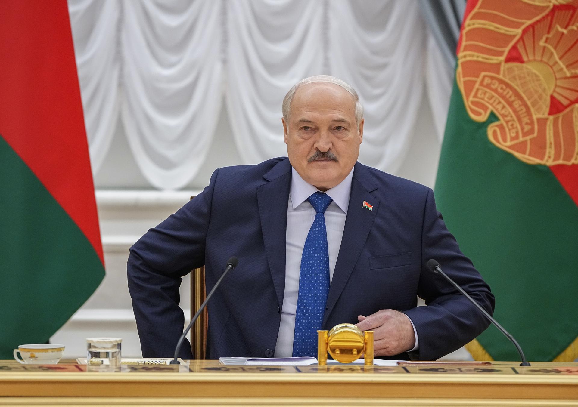 Belarusian President Alexander Lukashenko attends a meeting with foreign journalists, in Minsk, Belarus, 06 July 2023. EFE/EPA/FILE/STRINGER