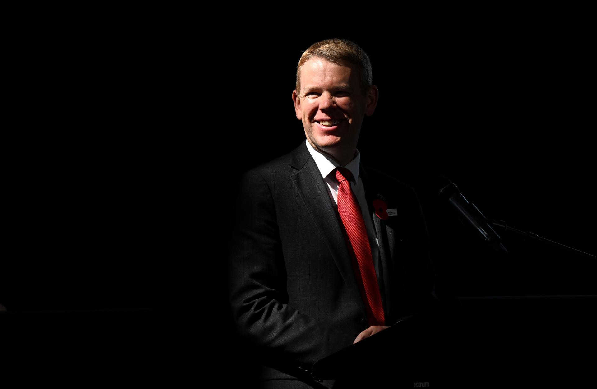 New Zealand Prime Minister Chris Hipkins speaks to the media during a press conference at the South Bank Piazza during a visit to Brisbane, Australia, 23 April 2023. EFE-EPA FILE/DARREN ENGLAND AUSTRALIA AND NEW ZEALAND OUT
