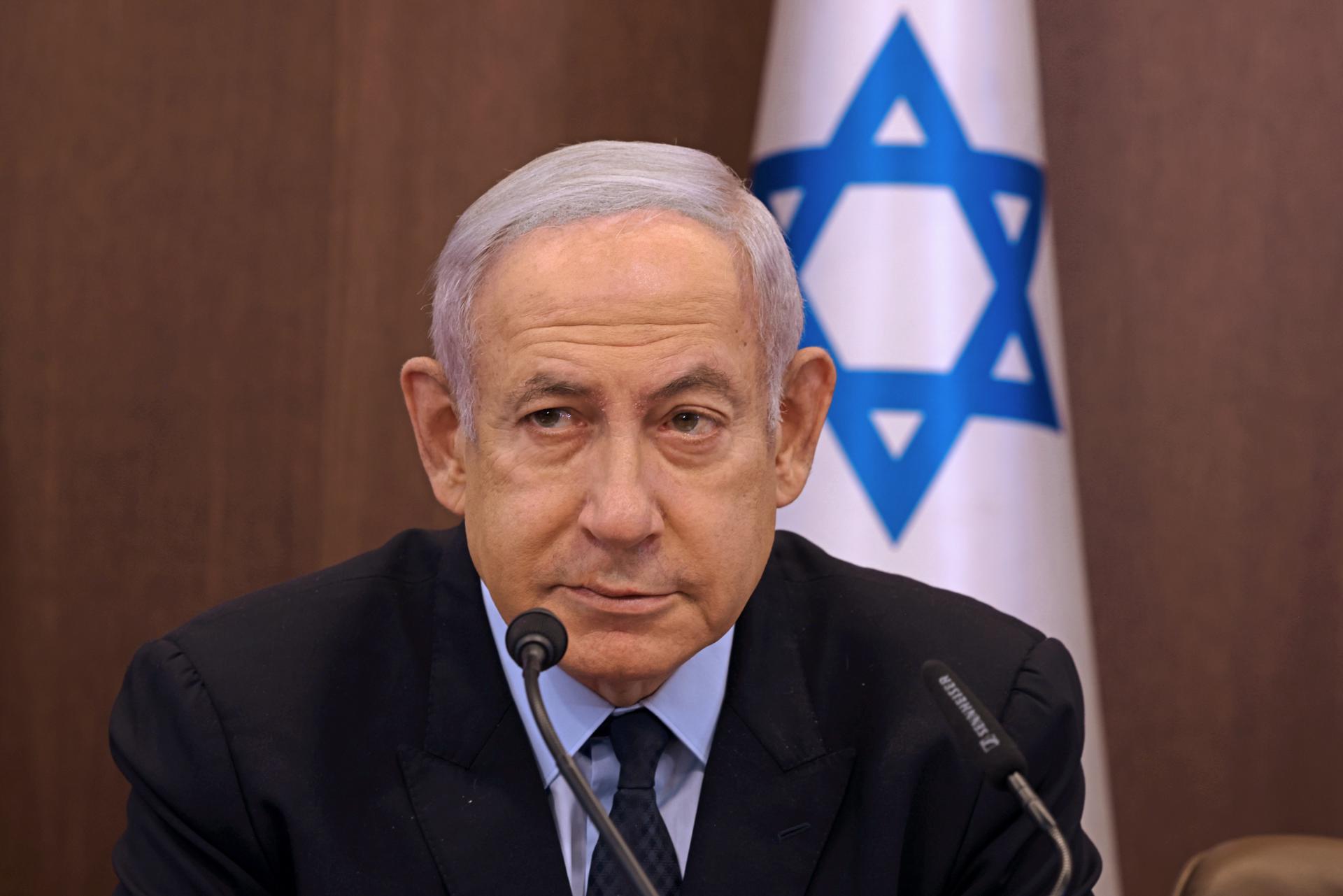 Israeli Prime Minister Benjamin Netanyahu chairs a cabinet meeting in Jerusalem, 27 August 2023. EFE-EPA/MENAHEM KAHANA / POOL