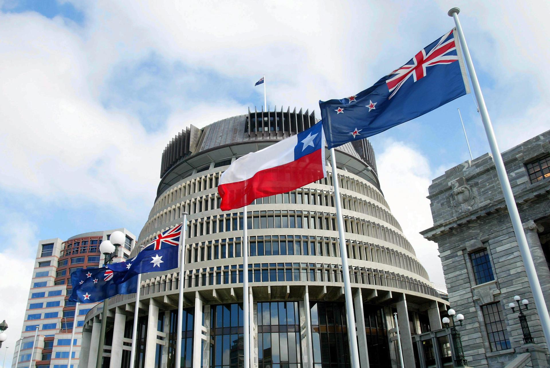 Parliament buildings in Wellington Monday 03 May 2004. EPA-EFE FILE/Marty Melville AUSTRALIA AND NEW ZEALAND OUT