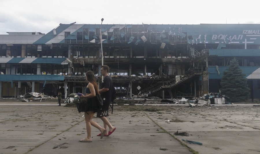 Una zona destrozada por la guerra en Izmail, Odesa.