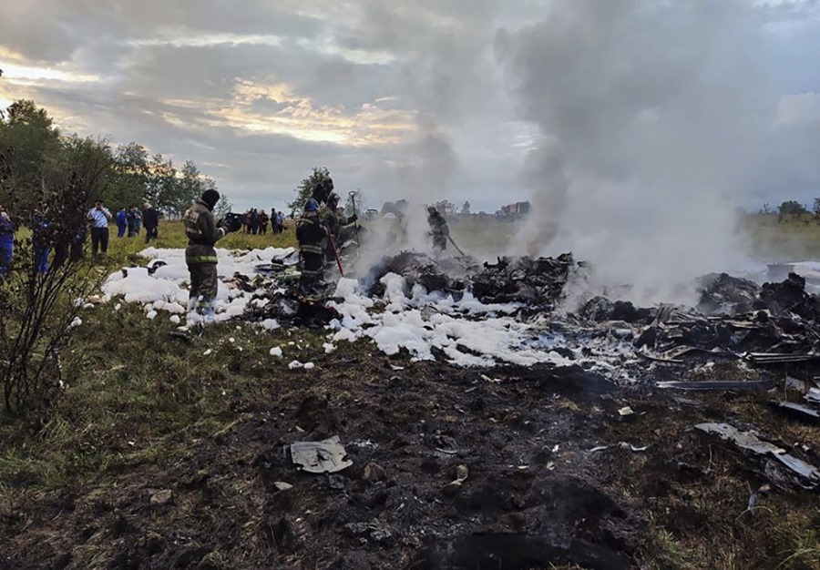 Imagen del lugar en el que se ha estrellado el avión de Yevgeny Prigozhin.