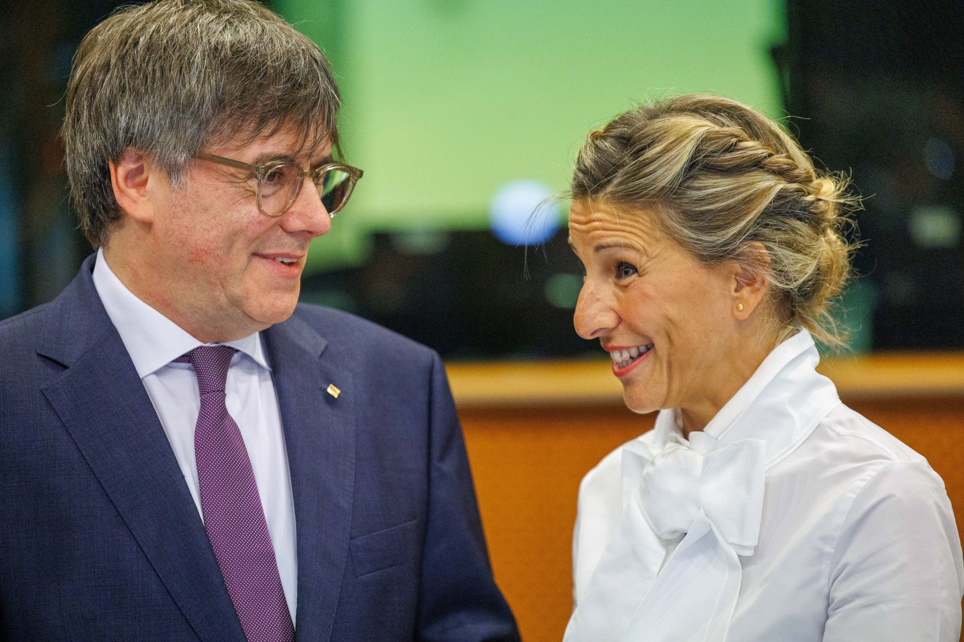Carles Puigdemont y Yolanda Díaz durante su reunión en Bruselas.