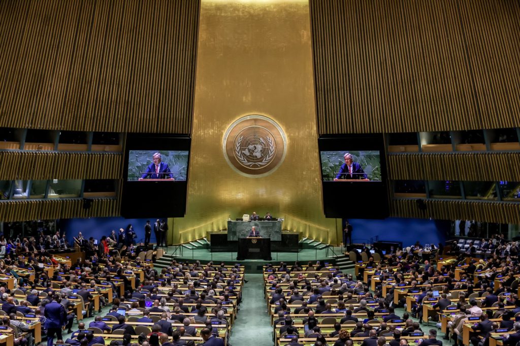 El secretario general de la ONU, António Guterres, habla en la apertura de la Asamblea General, este 19 de septiembre de 2023, en Nueva York. EFE/Justin Lane