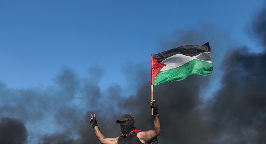 Un palestino durante las protestas contra Israel en Gaza. 