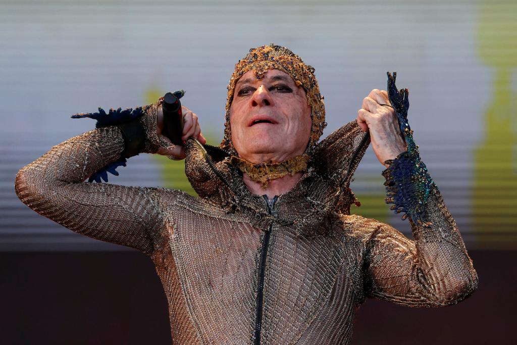 Brazilian singer Ne Matogrosso sings during a festival 